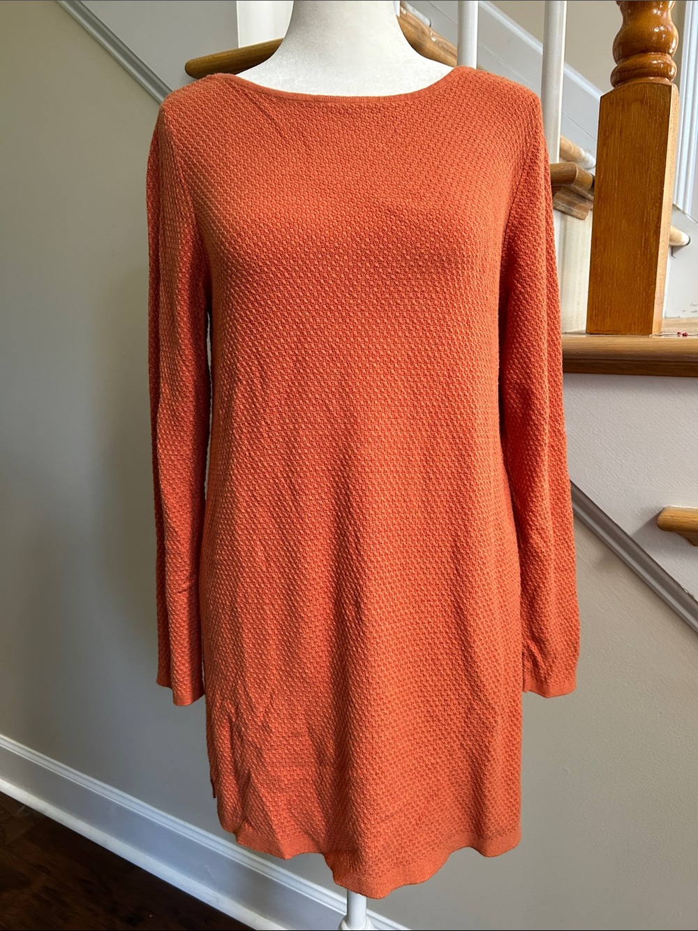 J Jill Textured Long Sleeve Tunic in Soft Fall Orange. Size s